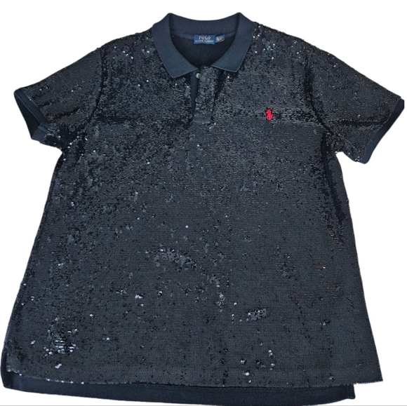 Ralph Lauren Black Sequin Short Sleeve Polo Women's - Picture 10 of 13